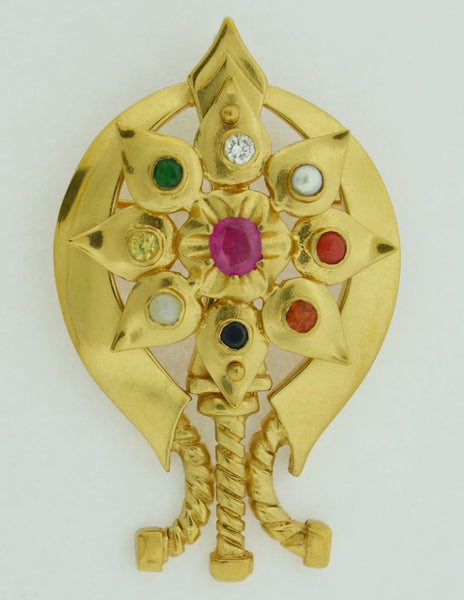 Adi Shakti Brooch Pin Navratna