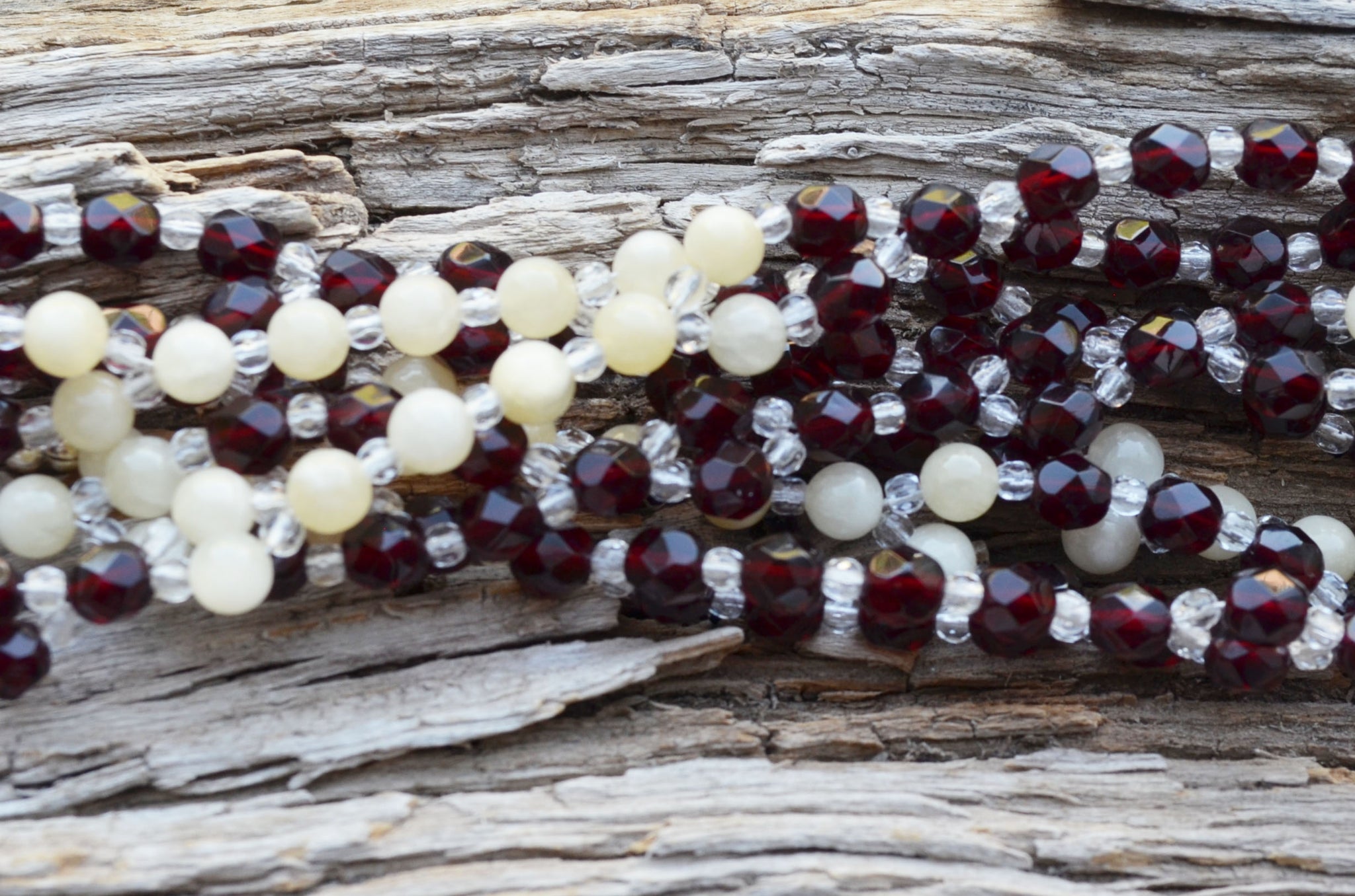 6mm Garnet Czech Crystal and Calcite with Czech Crystal