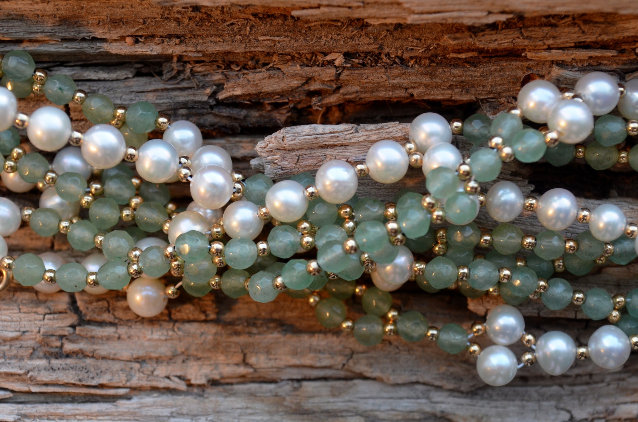 4mm Aventurine & Pearl with Gold-Fill