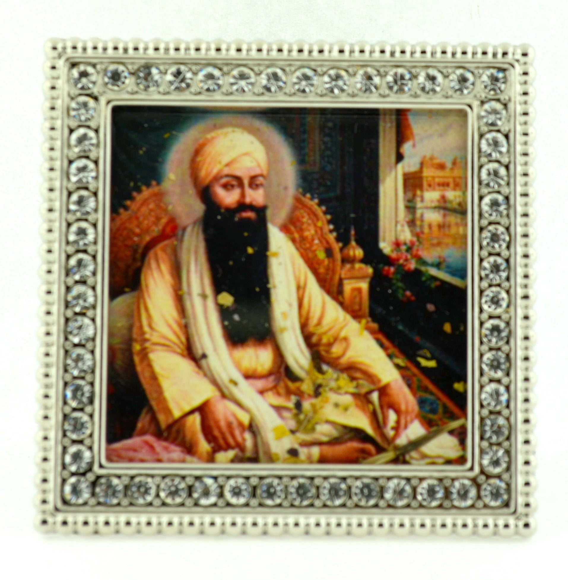 Small Square 2 1/4" Crystal Framed Guru Ram Das