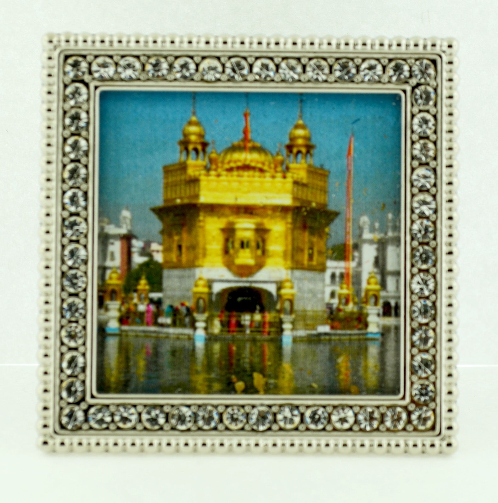 Small Square 2 1/4"  Crystal Framed Golden Temple