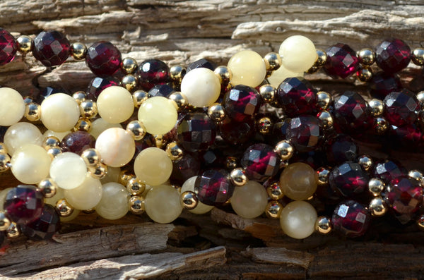 6mm Garnet Faceted and Calcite with Gold Filled