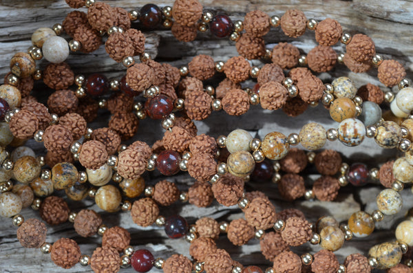 8mm Rudraksha & 6mm Jasper with Gold-Fill