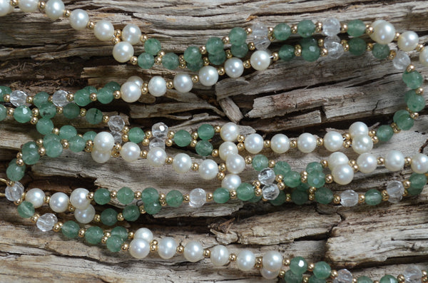4mm Aventurine, Quartz & Pearl with Gold-Fill